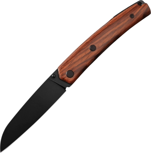 Petrified Fish Patte V6 nóż składany 8,7 cm, Black PVD Stonewash, drewno cocobolo