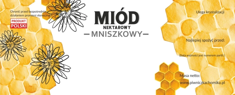 Zestaw etykiet na miód – nektar mniszkowy (mlecz), 154 × 60 mm, 100 szt.