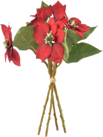 Sztuczna gwiazda betlejemska w pęczku 30 cm czerwona