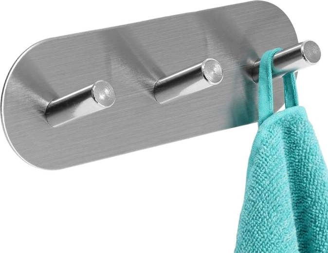 Storage Solutions samoprzylepny wieszak ścienny z 3 haczykami ze stali nierdzewnej 15 × 5 × 3,5 cm