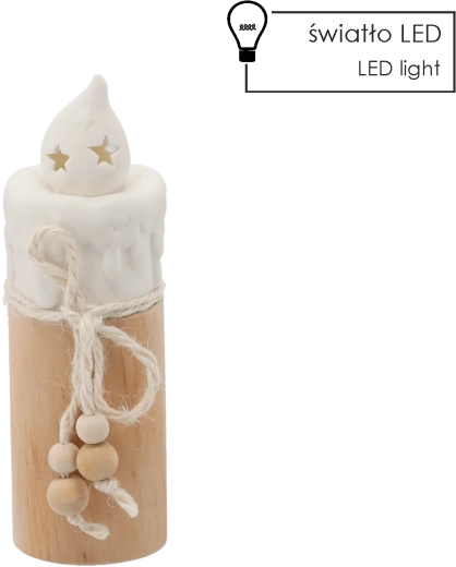 Świąteczna ceramiczna świeczka z LED, 7 × 7 × 19 cm
