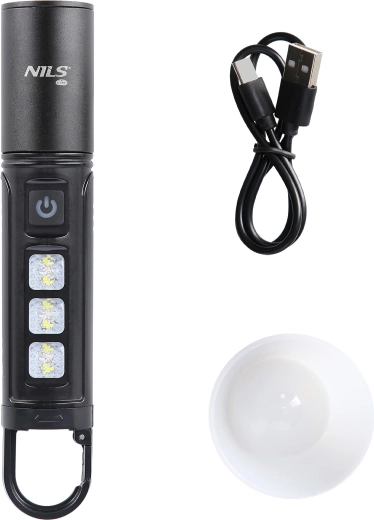 Wielofunkcyjna latarka LED NILS Camp 800 lm, ładowana USB z dyfuzorem i bocznymi diodami LED