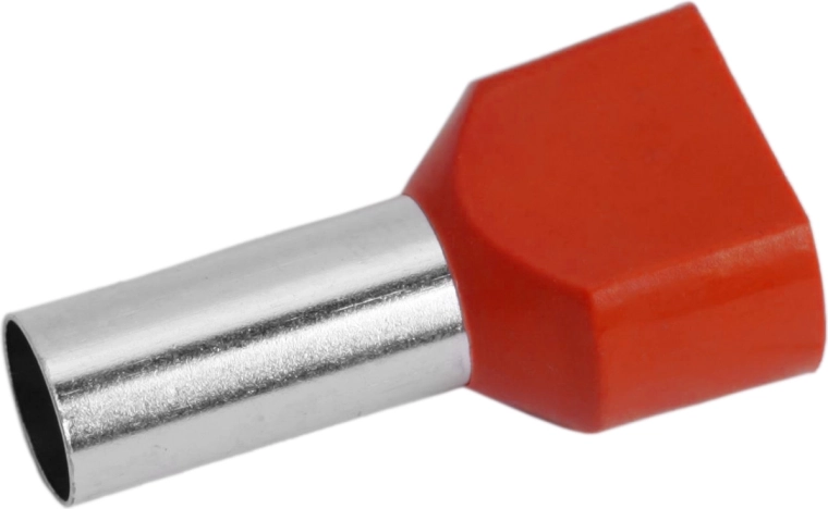 Końcówka kablowa z czerwoną izolacją do 2× 10 mm²