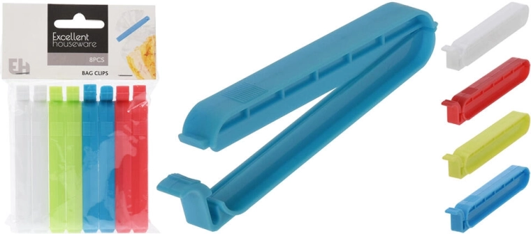 Klipy do torebek 10 cm, mix kolorów, 8 szt.