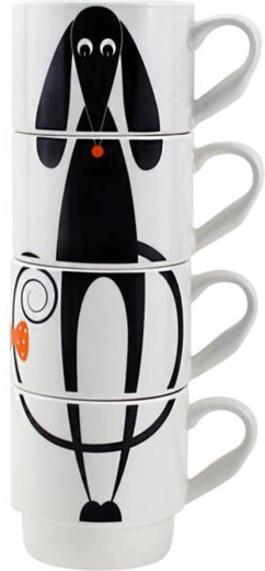 Ceramiczne sztaplowane kubki z pieskiem 340 ml TORO, zestaw 4 szt.