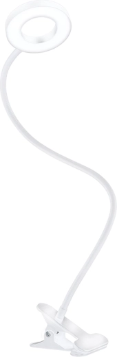 Solight LED ściemniana lampka biurkowa z klipsem biała 300 lm z regulowaną temperaturą światła USB