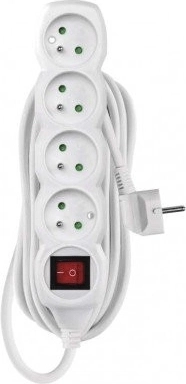 Emos przedłużacz z wyłącznikiem, 4 gniazda, 5 m, biały