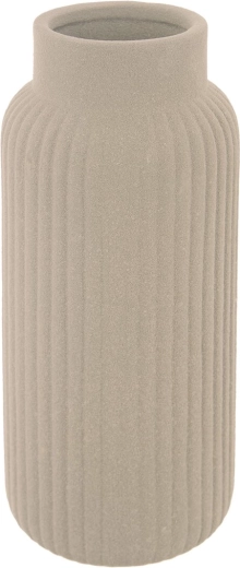 Beżowy porcelanowy wazon o żebrowanej powierzchni 24,5 cm