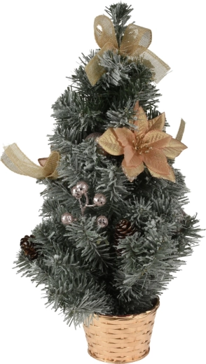 Choinka świąteczna w doniczce 60 cm, ozdobiona, zielona/mix kolorów