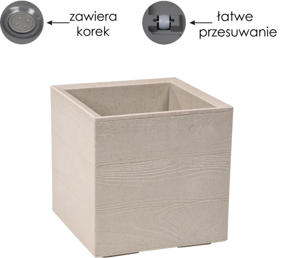 Donica Karo 30 × 30 cm Coffee Latte na kółkach