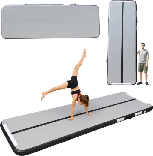 Air track – gimnastyczna dmuchana mata 400 × 100 × 10 cm szara