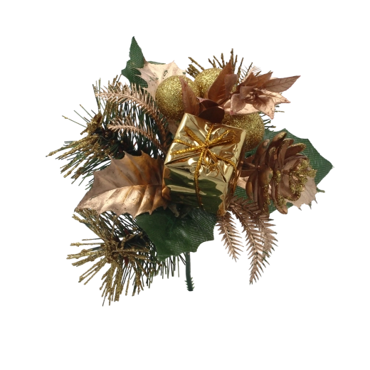 Złota bożonarodzeniowa ozdobna gałązka 18 cm