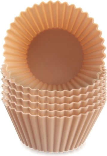 Silikonowe foremki do muffinek beżowe 6,5 cm, zestaw 6 szt.