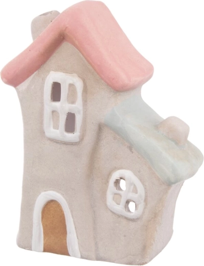 Beżowy ceramiczny świecznik domek