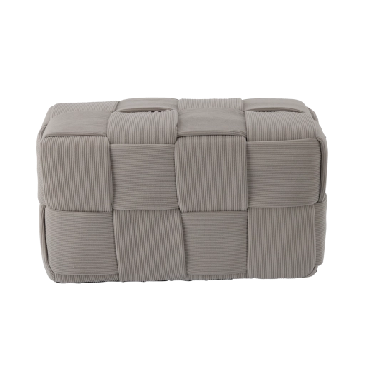 Jasnoszary pleciony prostokątny puf 60 × 32 × 32 cm