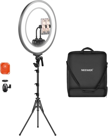 Ultracienkie okrągłe światło LED Neewer RL45B 18" 45 W – zestaw