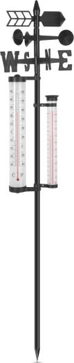 Ogrodowa stacja meteorologiczna z termometrem, deszczomierzem i anemometrem