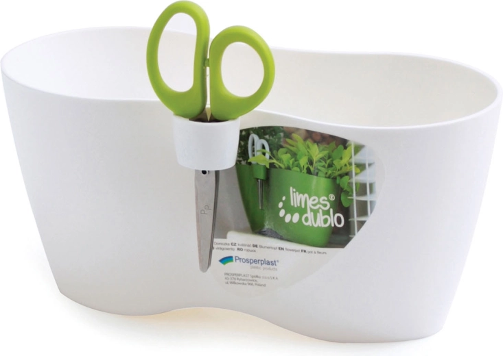 Doniczka z nożyczkami LIMES DUBLO 25 cm – biała