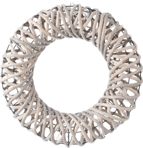 Rattanowy wieniec LED z timerem 30 cm, szary