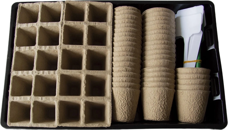 Zestaw tac do rozsady i doniczek do przedpędzania, 65‑elementowy