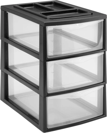 Plastowy regał z 3 szufladami HEIDRUN 38 × 27 × 38 cm