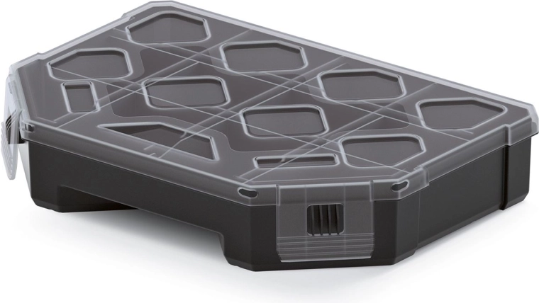 Organizer TAGER 195 × 142 × 40 mm, czarny z przezroczystą pokrywą