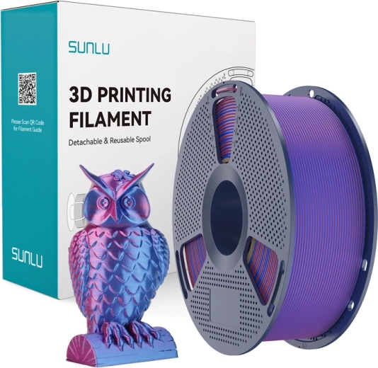 Sunlu PLA+ Silk dwukolorowy filament czerwono-niebieski