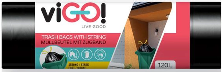 Worki na śmieci z tasiemką 120 l VIGO, 10 szt.