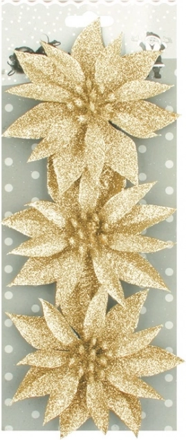 Bożonarodzeniowe róże z brokatem złote