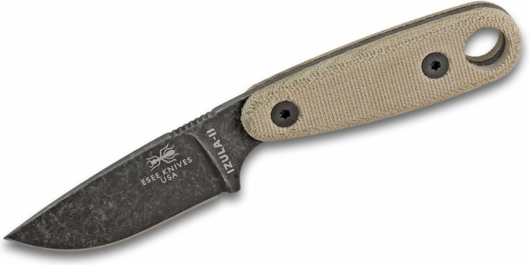 ESEE Izula II czarny nóż stały z rękojeścią z micarty i pochwą