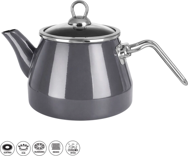 Emaliowany czajnik Grey Lem 2 l