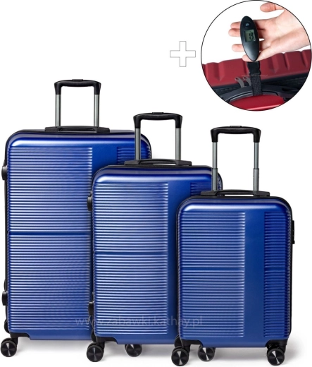 Zestaw walizek podróżnych XXL 3w1 (ABS+PC) z zamkiem szyfrowym + waga podróżna gratis