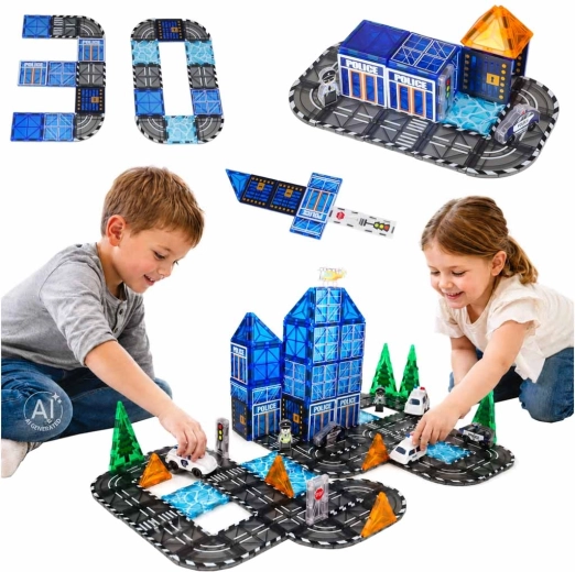 Magnetyczne konstrukcyjne klocki 3D Policja – 91 elementów
