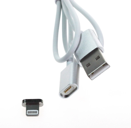 Magnetyczny kabel Lightning MyMax, srebrny, 1 m