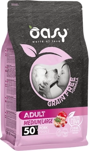 Oasy Grain Free Adult Medium/Large wieprzowina 12 kg
