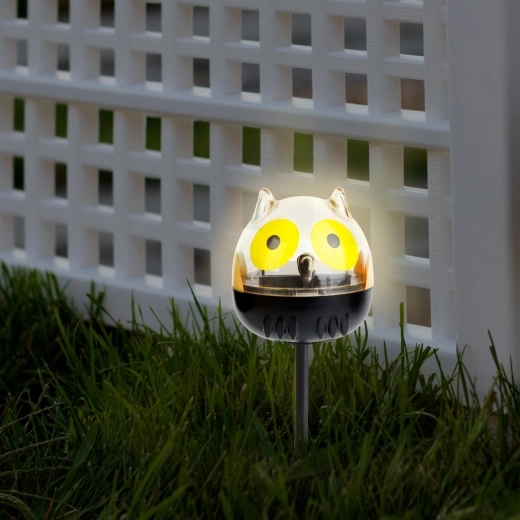 Solarna lampa LED w kształcie sowy ze światłem o zimnej białej barwie - 1 sztuka