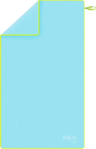 Szybkoschnący ręcznik z mikrofibry NILS aqua, jasnoniebieski/zielony, 180 × 100 cm