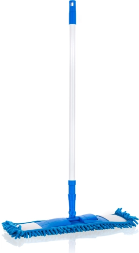 Płaski mop z mikrofibry (żinylkowy) z teleskopowym kijem, ciemnoniebieski (42 × 13 cm, 68–120 cm)