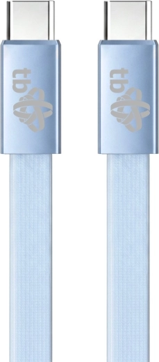 Płaski silikonowy kabel USB-C na USB-C 1 m, jasnoniebieski