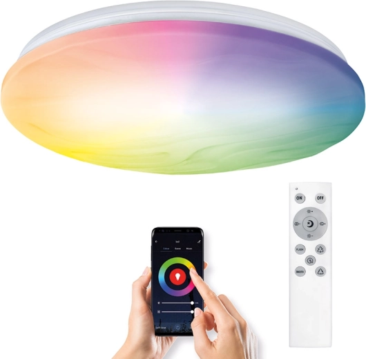 Solight inteligentna lampa sufitowa LED Wave 30 W (Wi‑Fi, RGB + CCT, zdalne sterowanie)