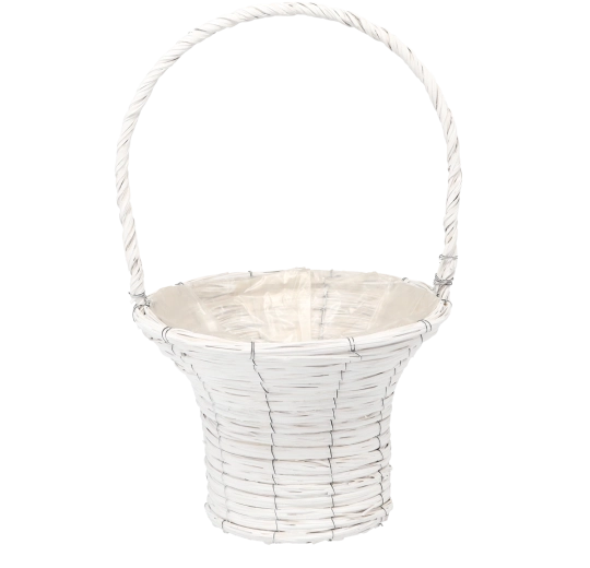 Biały wiklinowy osłonka na doniczkę (koszyk) 32 × 52 cm - 1 sztuka