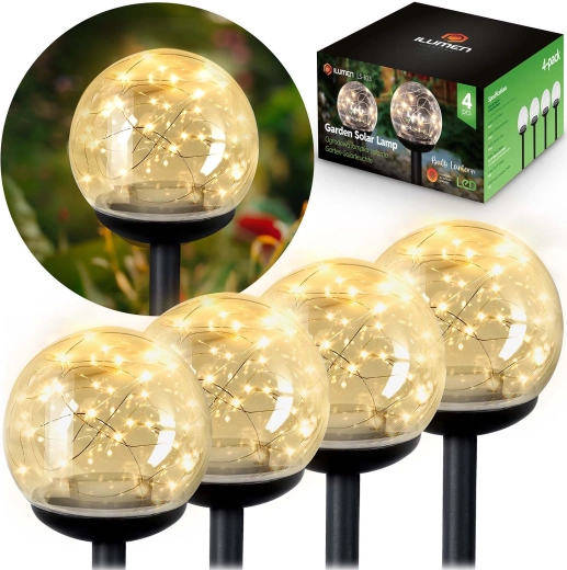 Solarne ogrodowe lampy kula 4 szt. ILUMEN