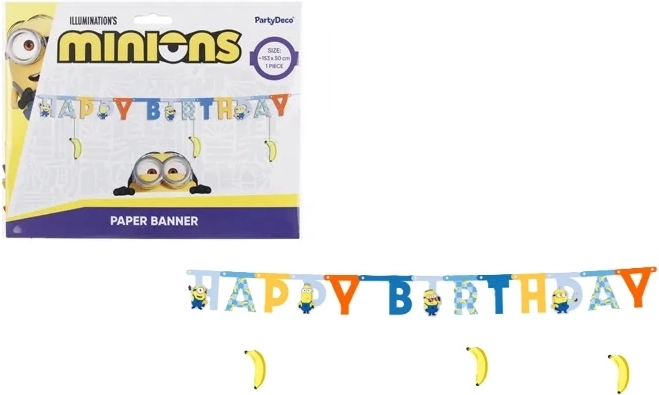 Baner urodzinowy Happy Birthday Minions 50 × 153 cm - 1 sztuka
