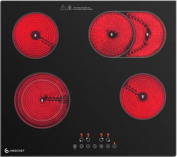 Amzchef do zabudowy ceramiczna płyta grzewcza 4 strefy 7200 W