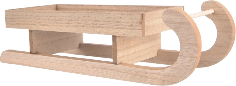 Dekoracyjne drewniane sanki beżowe 30 × 10 × 8 cm