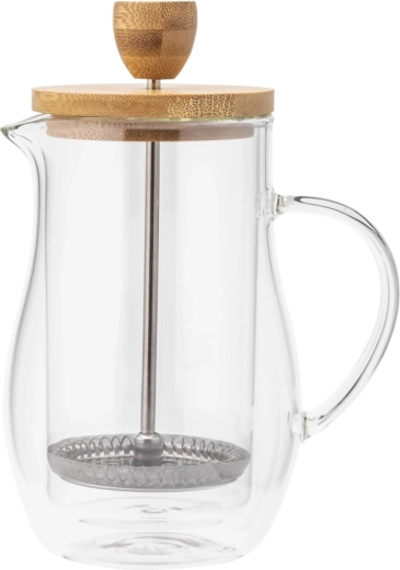 Szklany french press z bambusową pokrywką 400 ml