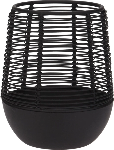 Metalowy druciany świecznik na jedną świeczkę, czarny, 10 × 12 cm