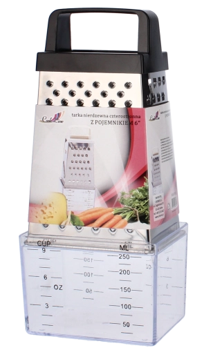Nierdzewna czterostronna tarka z pojemnikiem 20 cm