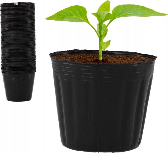 Zestaw 100 plastikowych doniczek do rozsady 9 × 7,8 cm