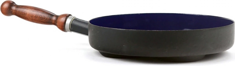 Emaliowana patelnia do racuchów 24 cm BSE z drewnianą rączką